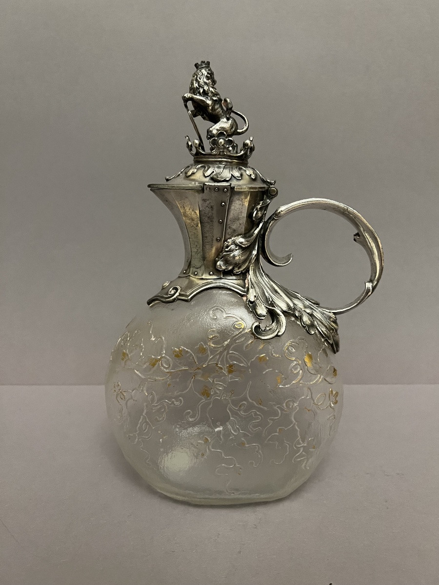 Daum Carafe In Glass And Silver-plated Metal -photo-4