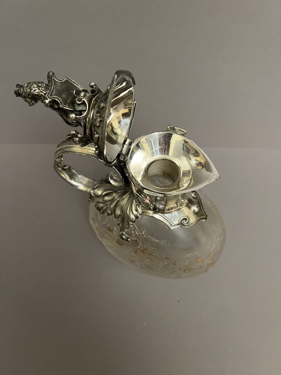 Daum Carafe In Glass And Silver-plated Metal -photo-1