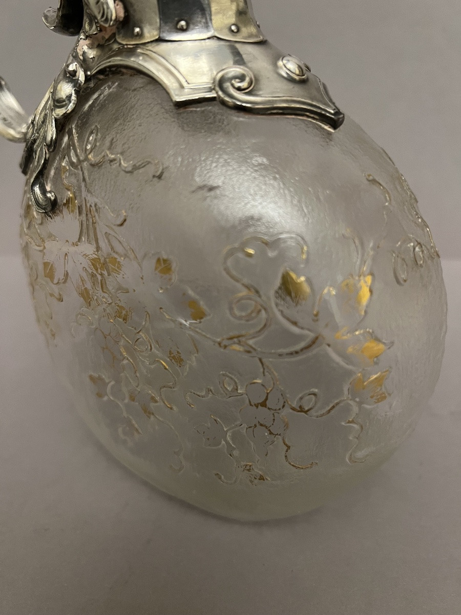 Daum Carafe In Glass And Silver-plated Metal -photo-2