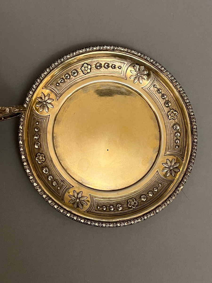 Limoges Porcelain Cup With Silver Gilt Decoration-photo-3