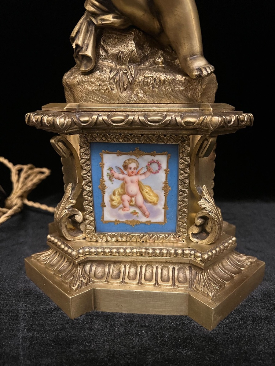 Deux lamps en bronze avec putti-photo-2