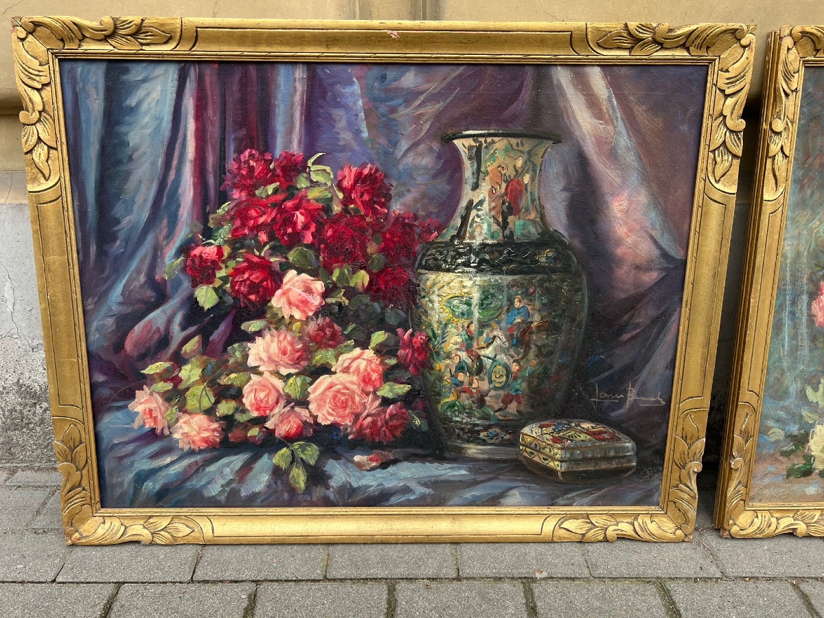 Paire de tableaux, nature mort-photo-3