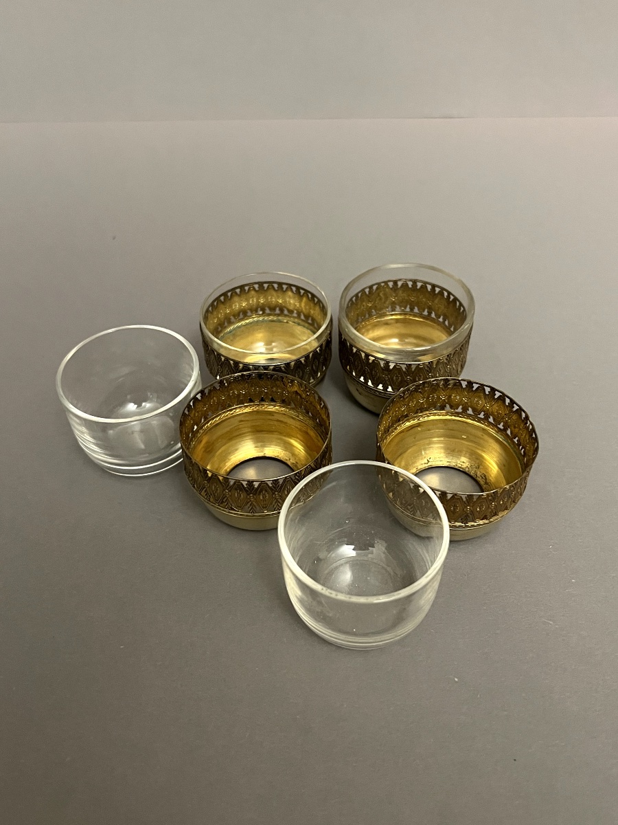 Complet de salières en verre et argent-photo-2