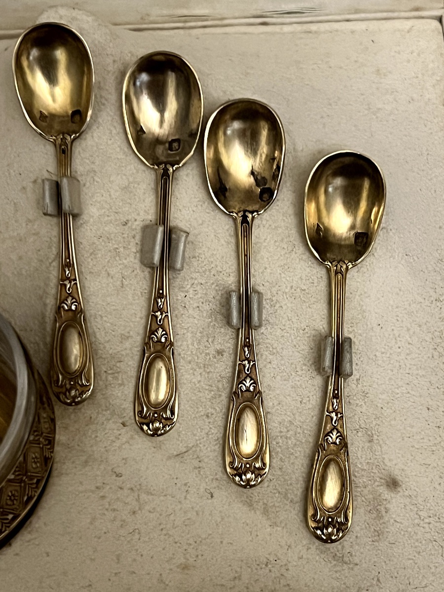 Complet de salières en verre et argent-photo-3