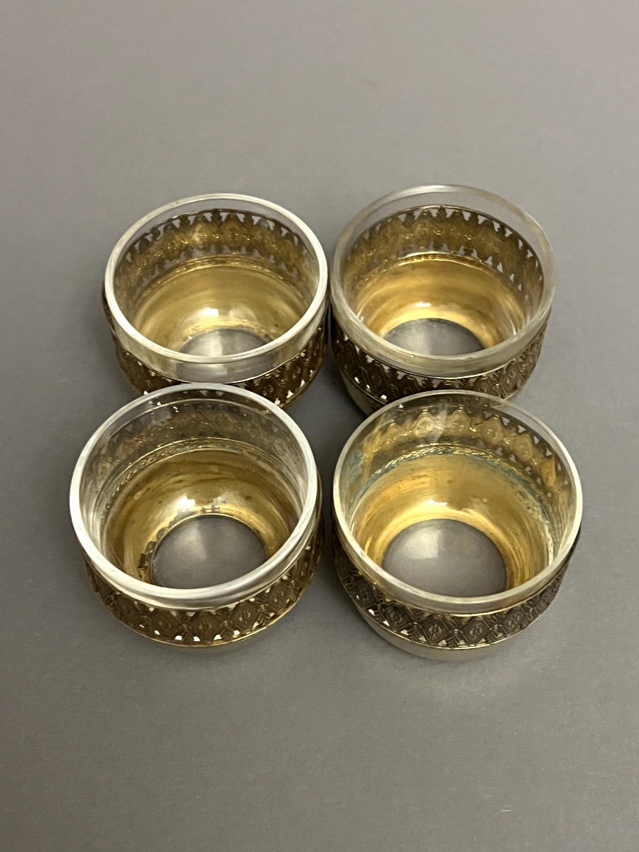 Complet de salières en verre et argent-photo-4