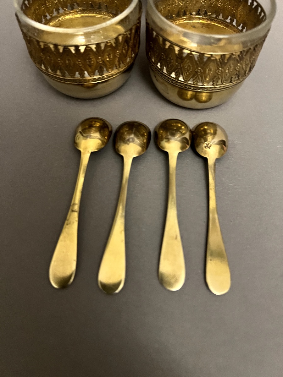 Complet de salières en verre et argent-photo-2