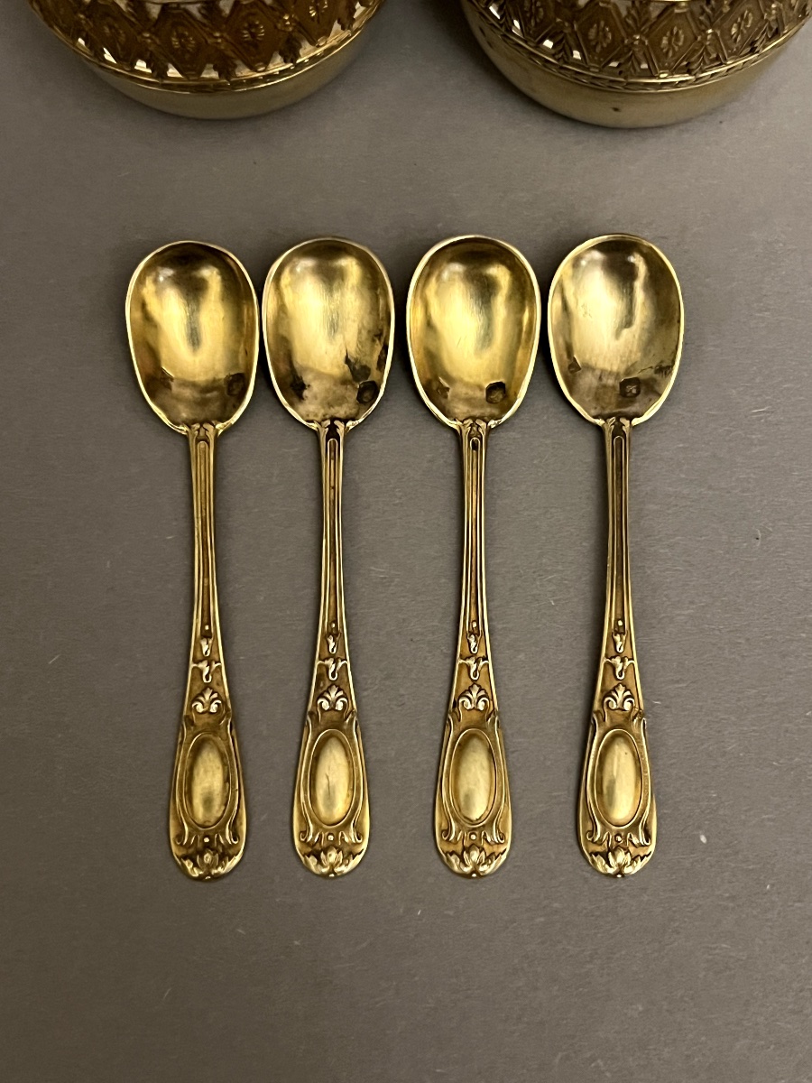 Complet de salières en verre et argent-photo-5