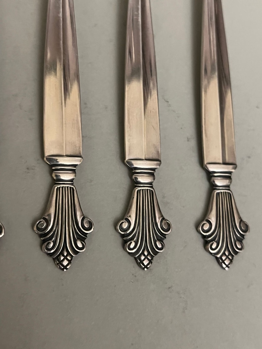 Georg Jensen ensemble de 12 fourchettes à dessert en argent-photo-1