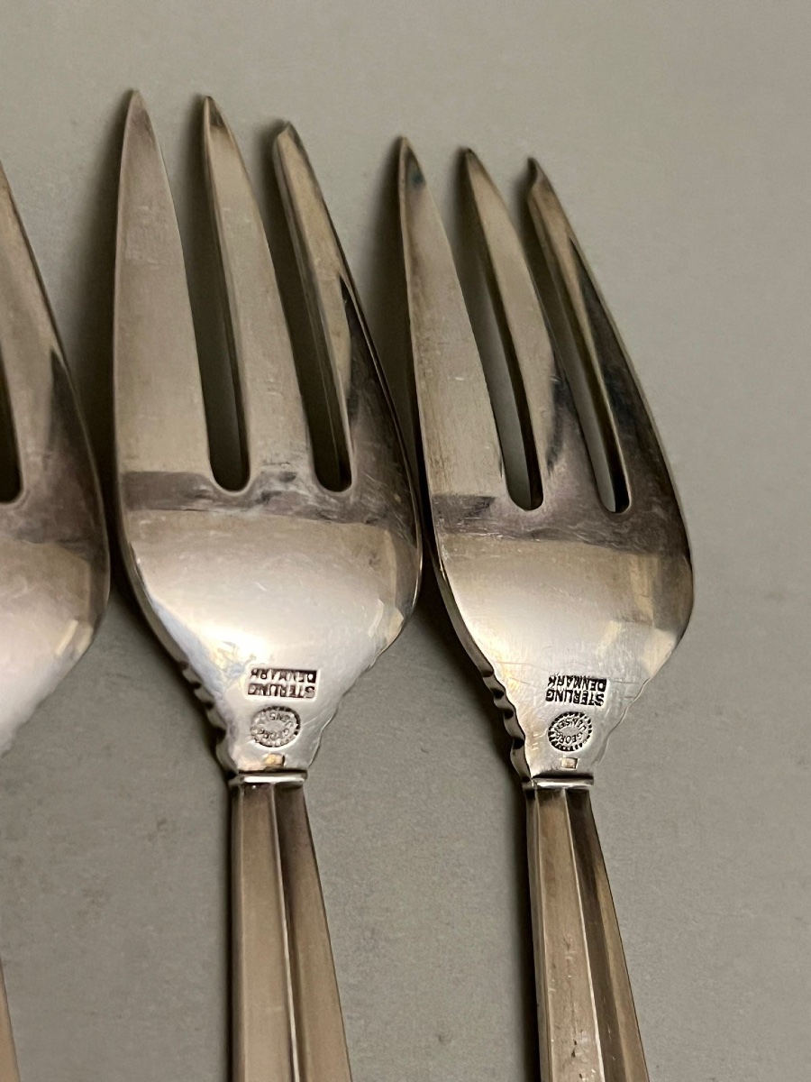 Georg Jensen ensemble de 12 fourchettes à dessert en argent-photo-2
