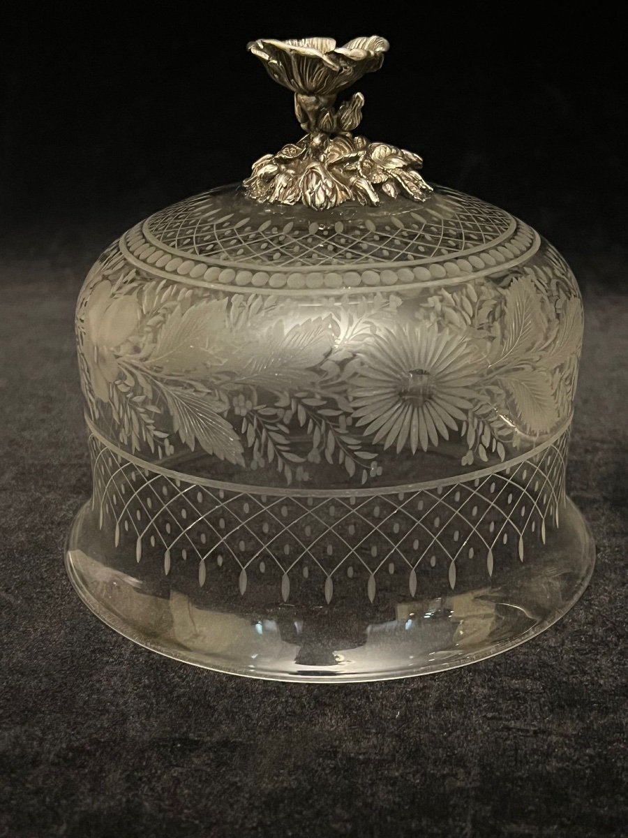Etched Glass Butter Dish-photo-2