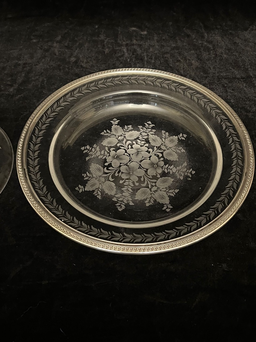 Etched Glass Butter Dish-photo-4