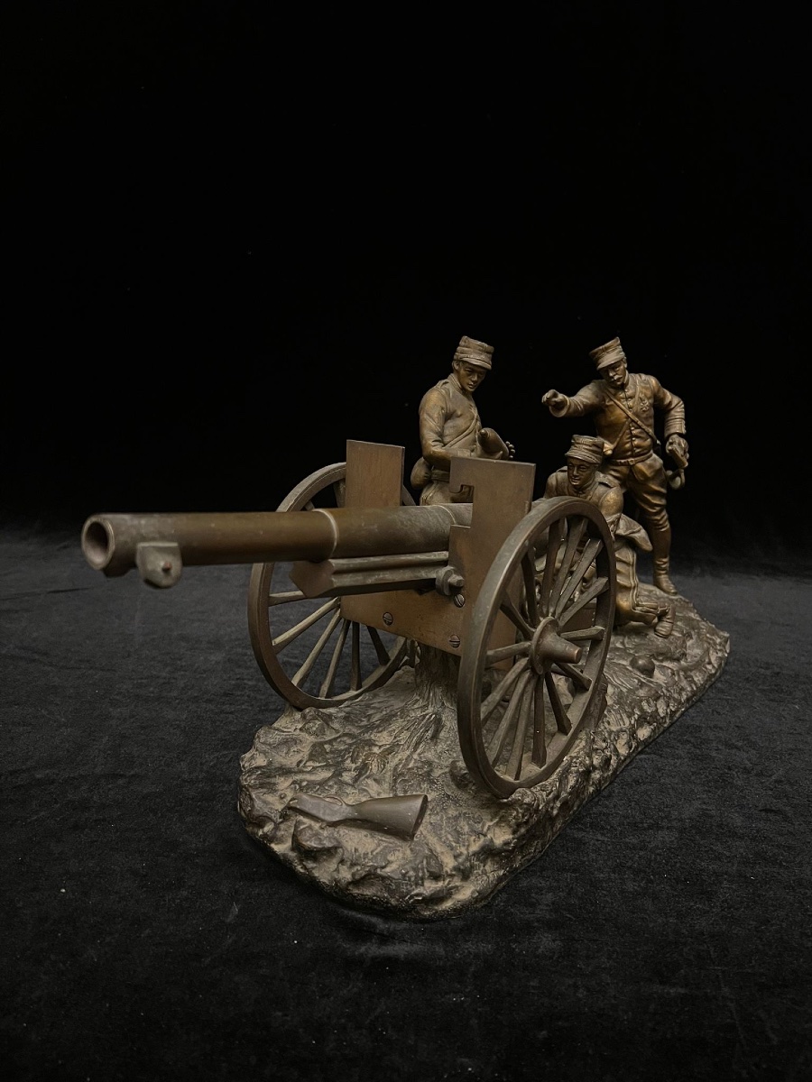 Les soldats au cannon en bronze par Georges Omerth-photo-1