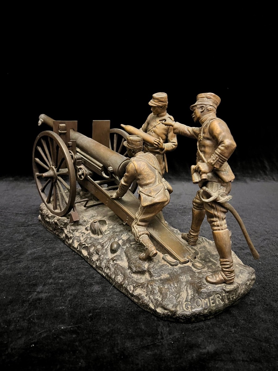 Les soldats au cannon en bronze par Georges Omerth-photo-4