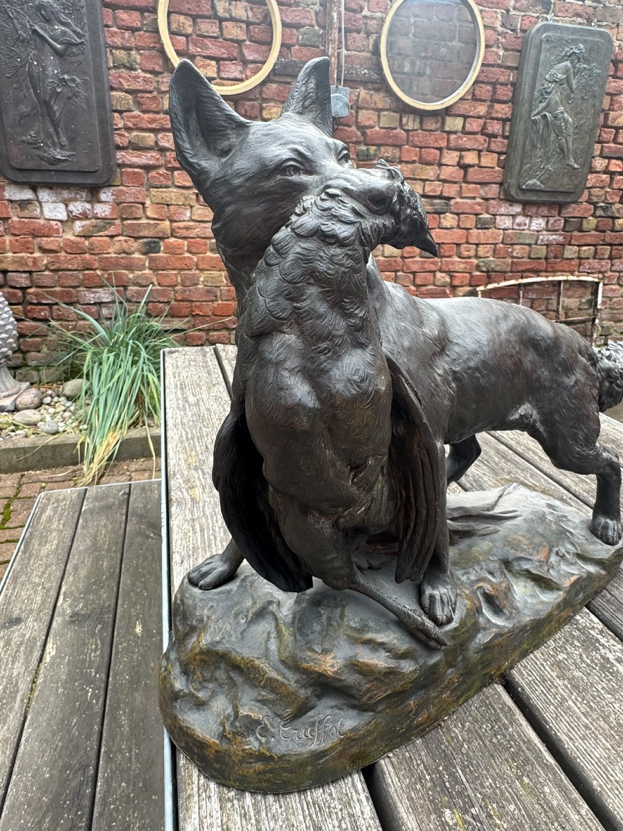 Bronze "Le Renard et le faisant"-photo-3