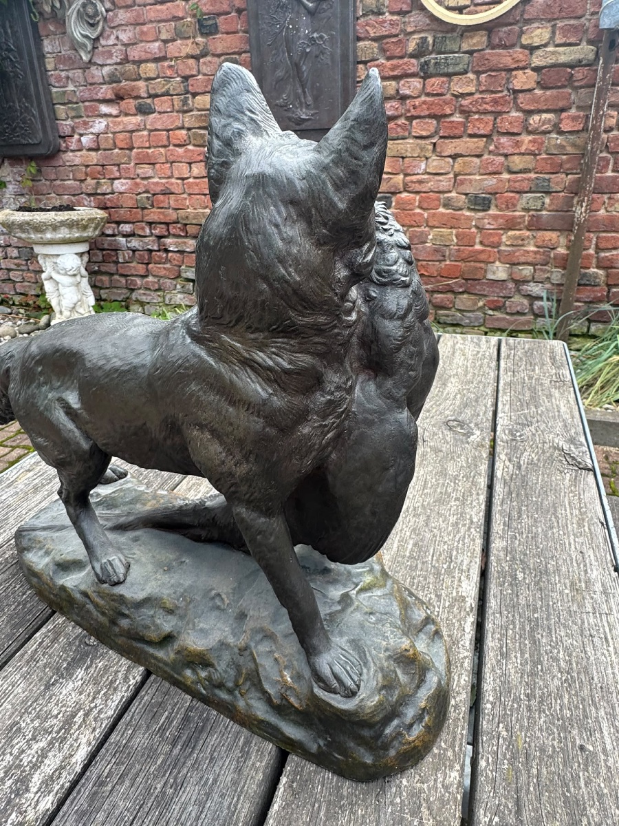 Bronze "Le Renard et le faisant"-photo-4