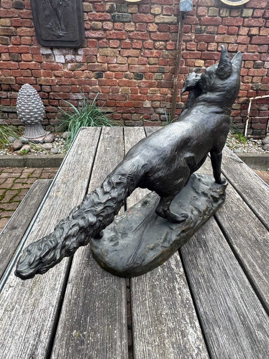 Bronze "Le Renard et le faisant"-photo-2