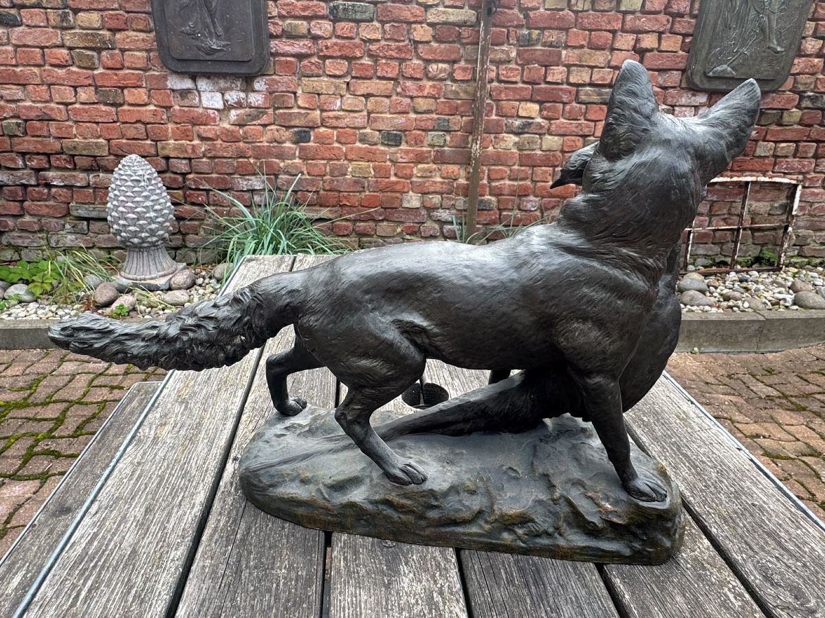 Bronze "Le Renard et le faisant"-photo-3