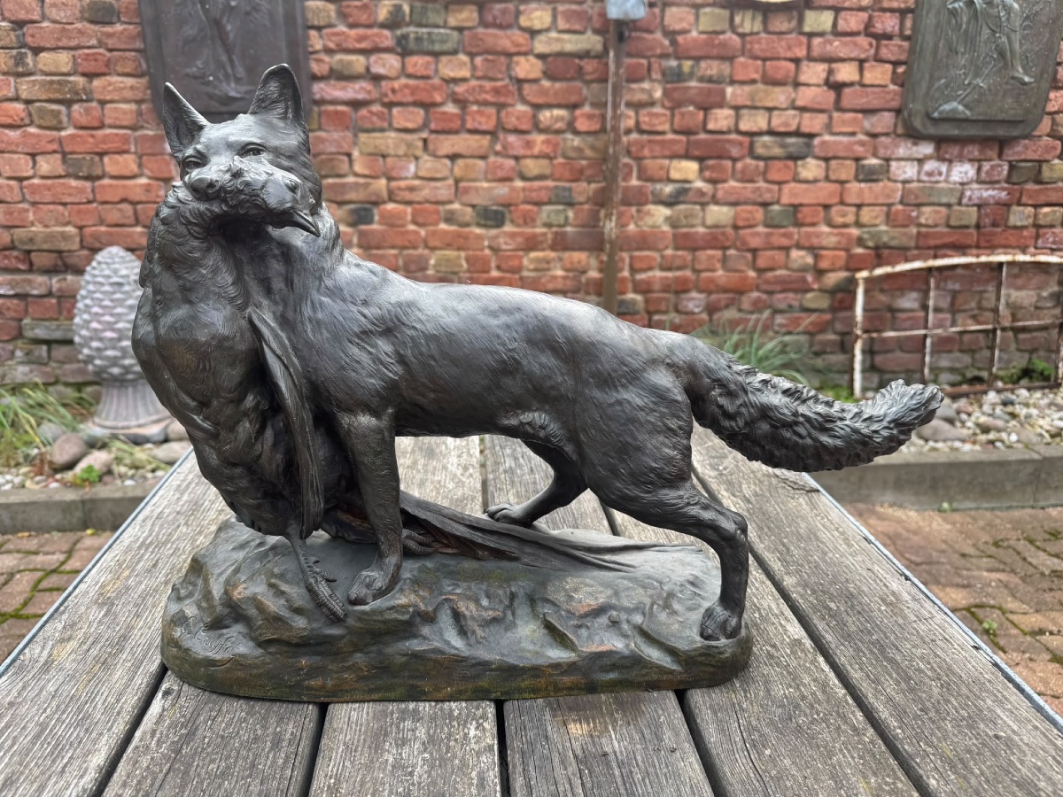 Bronze "Le Renard et le faisant"