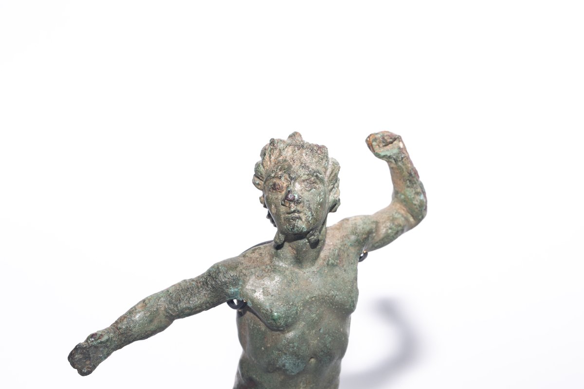 Statuette Antique Romaine en Bronze Représentant un Faune Dansant, Époque Impériale-photo-2