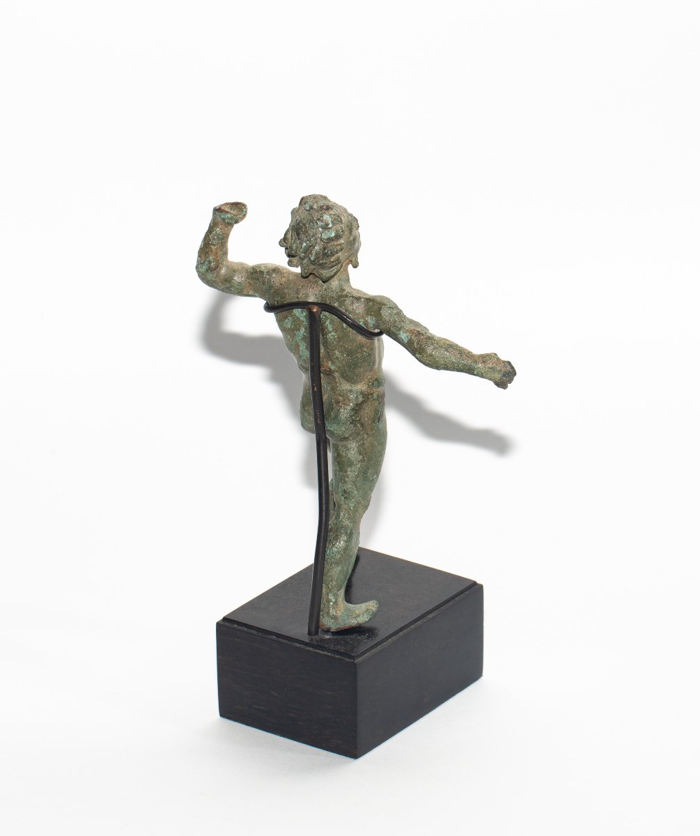 Statuette Antique Romaine en Bronze Représentant un Faune Dansant, Époque Impériale-photo-3