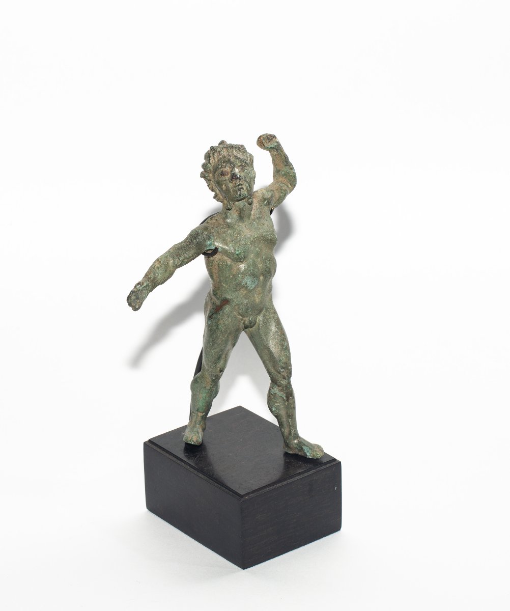 Statuette Antique Romaine en Bronze Représentant un Faune Dansant, Époque Impériale
