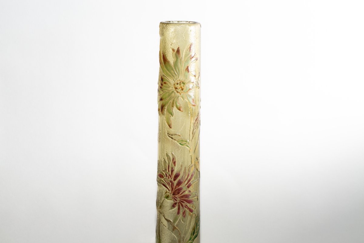 Vase en verre gravé à l’acide et émaillé par Émile Gallé, France-photo-3
