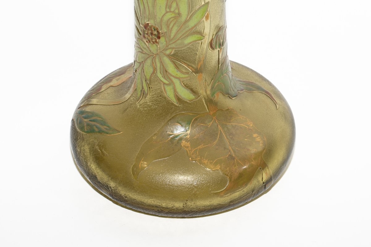 Vase en verre gravé à l’acide et émaillé par Émile Gallé, France-photo-4