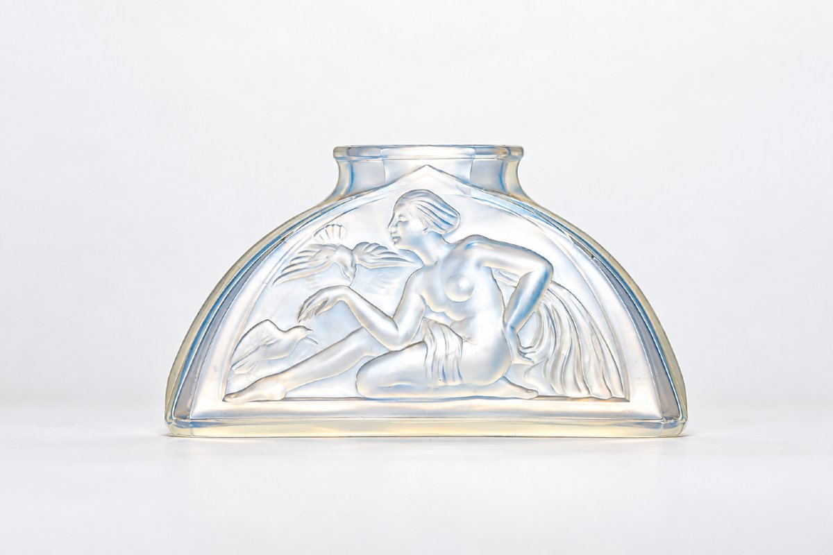 Vase Art déco en Verre Opalescent Etling France-photo-2