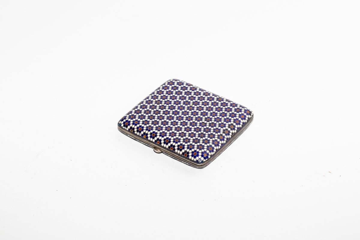 Russian Cigarette Case In Gilded Silver & Enamel, Gustav Klingert, Moscow, 1888