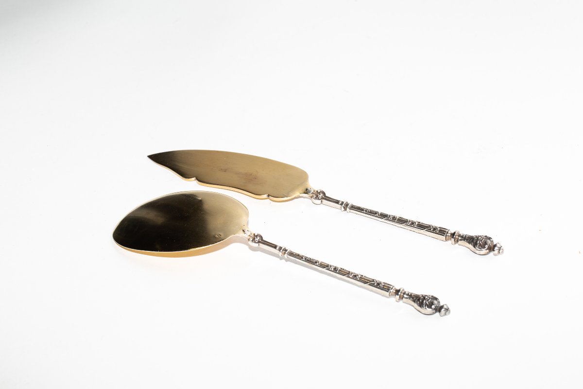 French Louis XVI Style Silver Gilt Dessert Set, 19th Century-photo-1