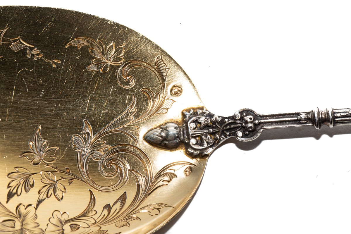 French Louis XVI Style Silver Gilt Dessert Set, 19th Century-photo-2