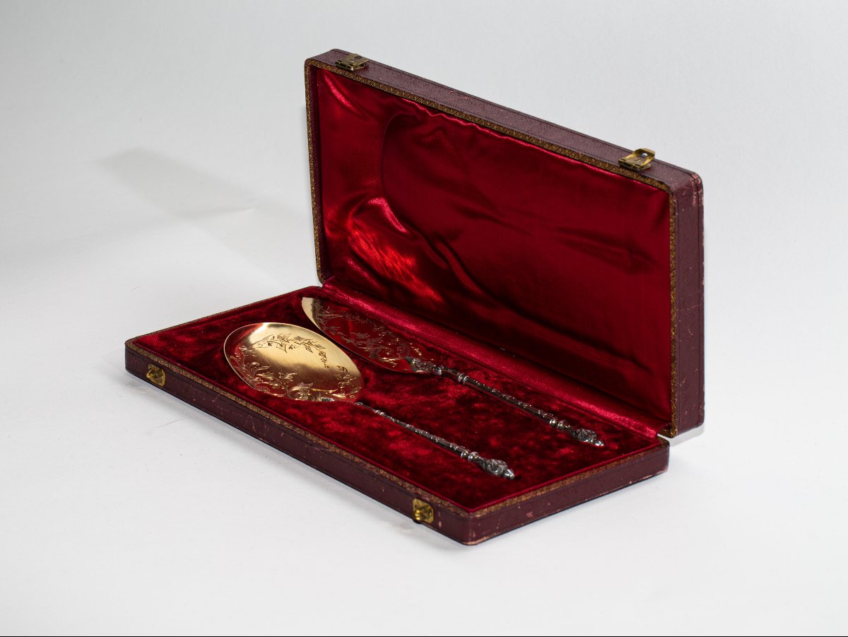 French Louis XVI Style Silver Gilt Dessert Set, 19th Century