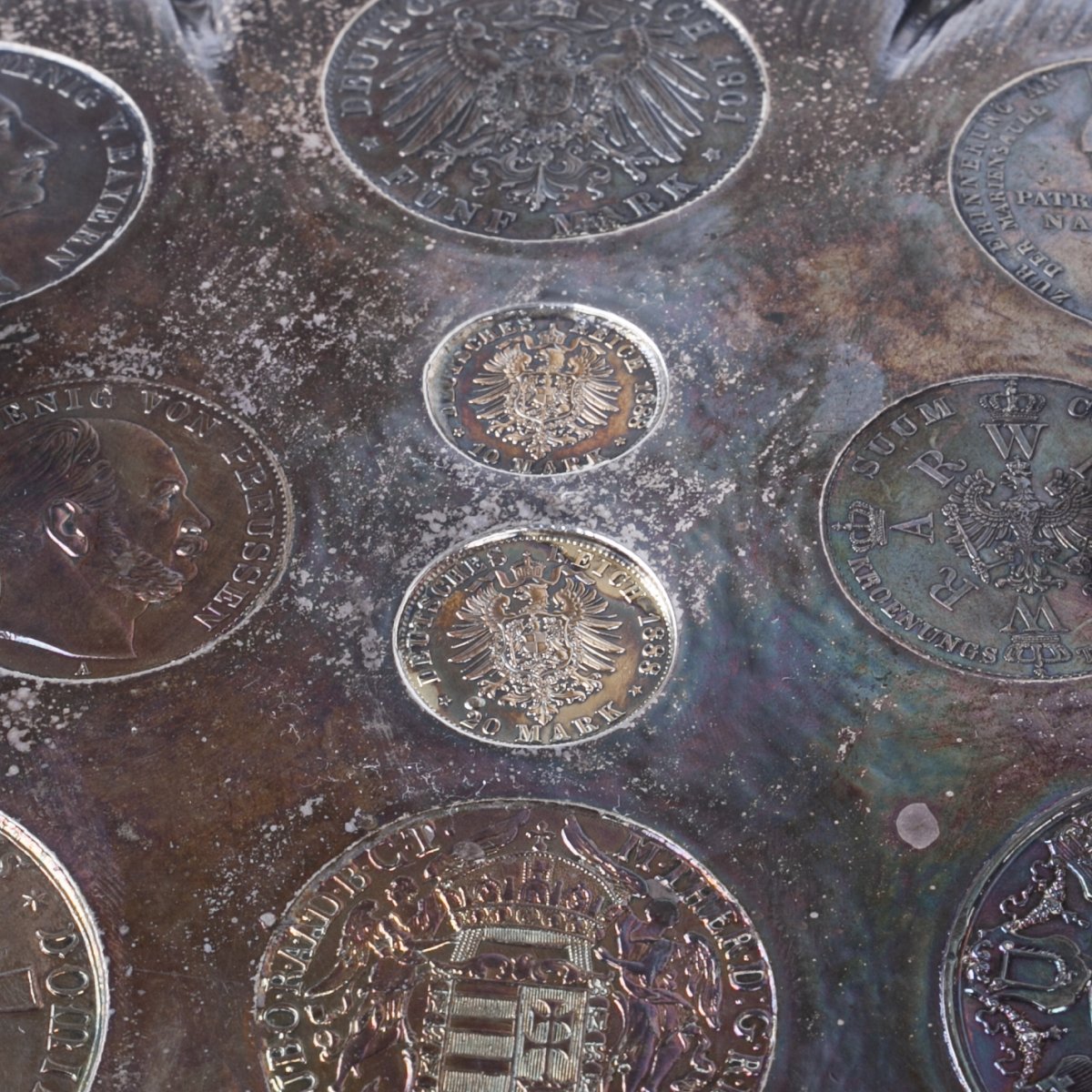 Rarely Offered Silver Coin Shell Of Historicism With A Total Of 28 Used Coins-photo-5