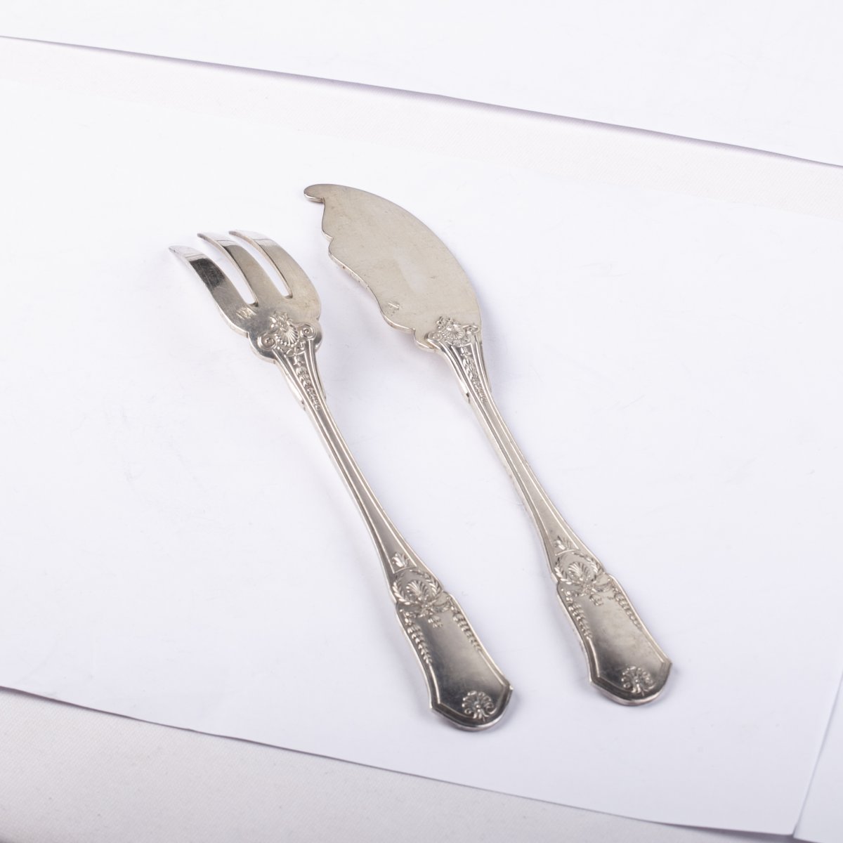 Silver Fish Forks And Knives Set For 12 People France-photo-3