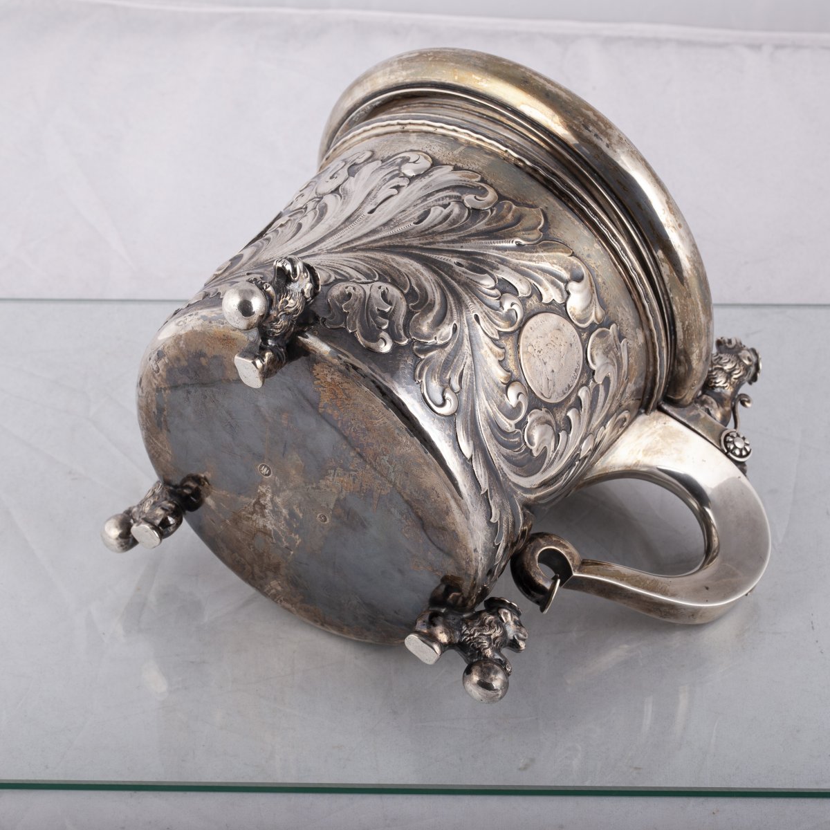 Massive Silver Mug With Casted In Coins Denmark 1943-photo-4