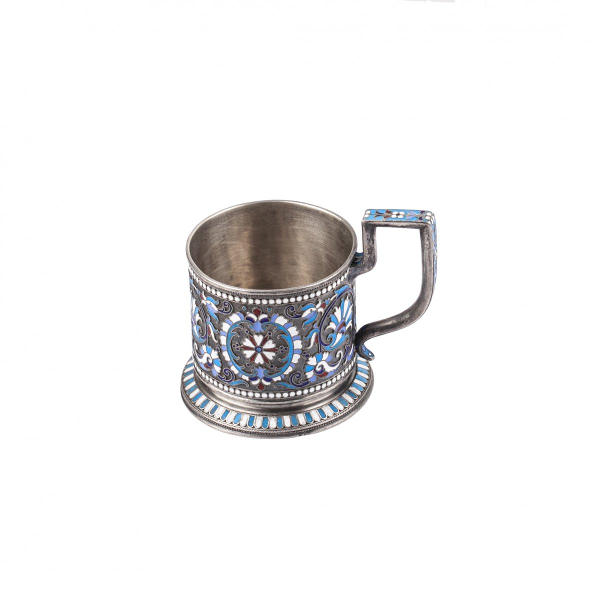 Porte-verre Russe En Argent Massif Et émail Cloisonné