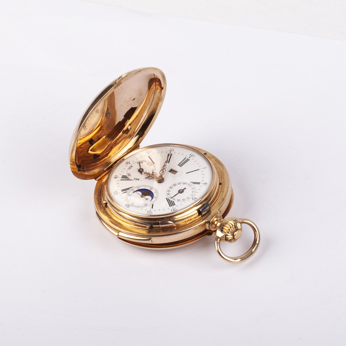 Gold Le Coultre Grand Complication Minute Repeater Calender Pocket Watch-photo-2