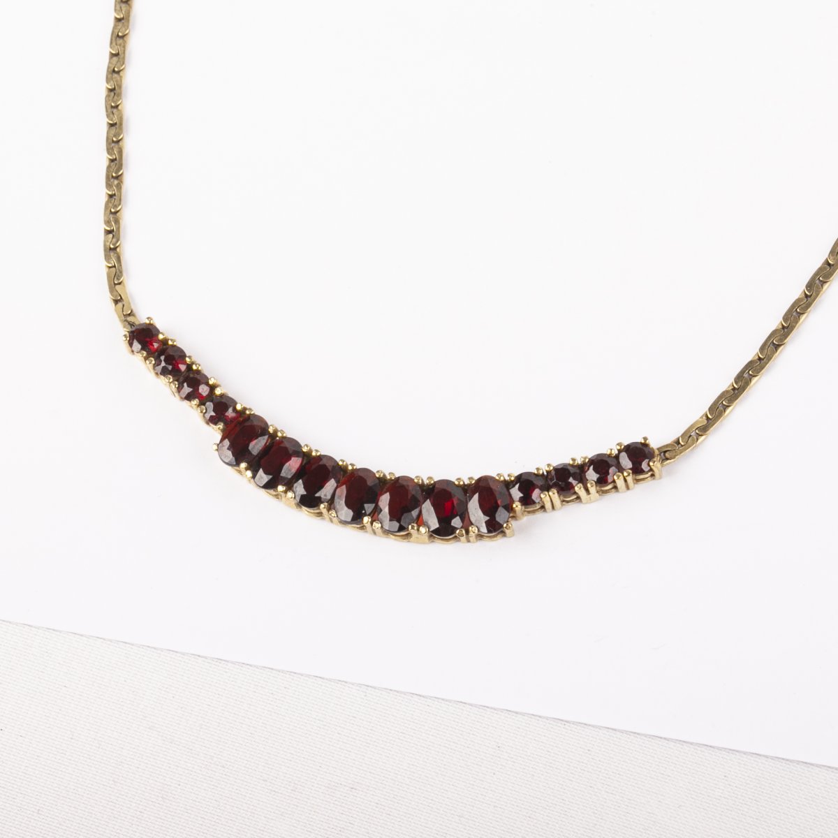 Elegant 9k Gold Necklace With Natural Granate Stones-photo-4