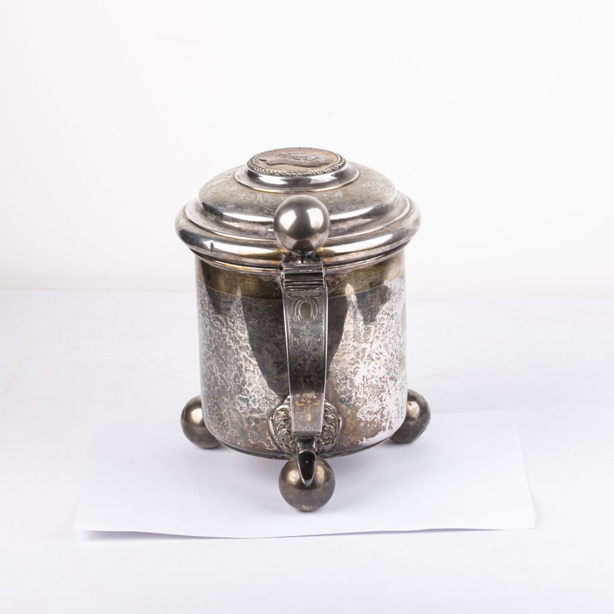 Massive Silver Mug With Coin Cast In Sweden 1889-photo-4