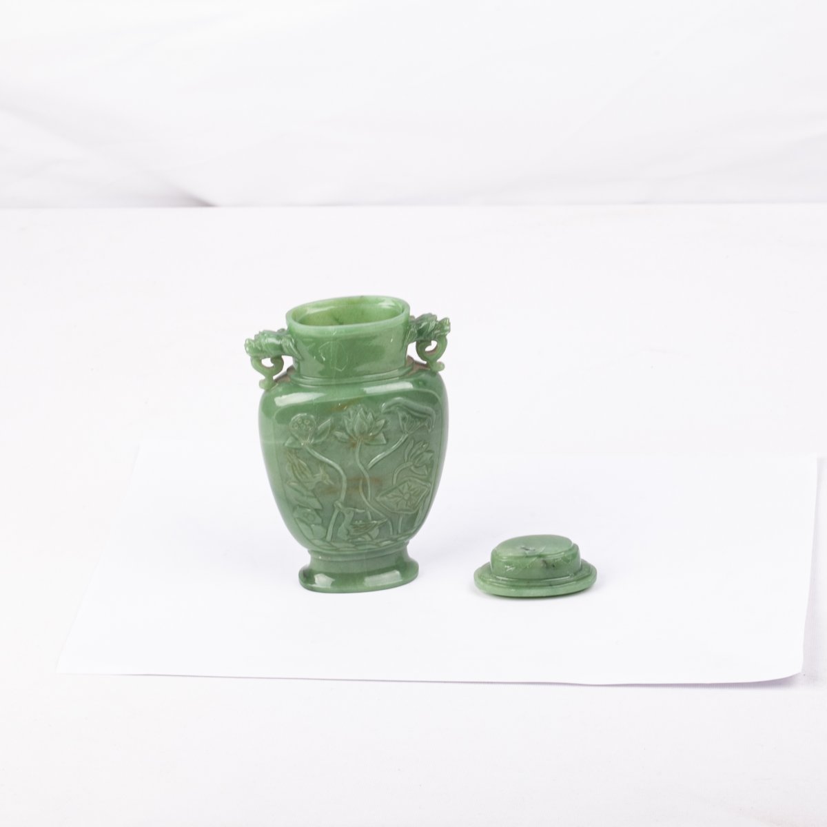  Vase En Pierre De Jade Chinois Avec Couvercle-photo-2