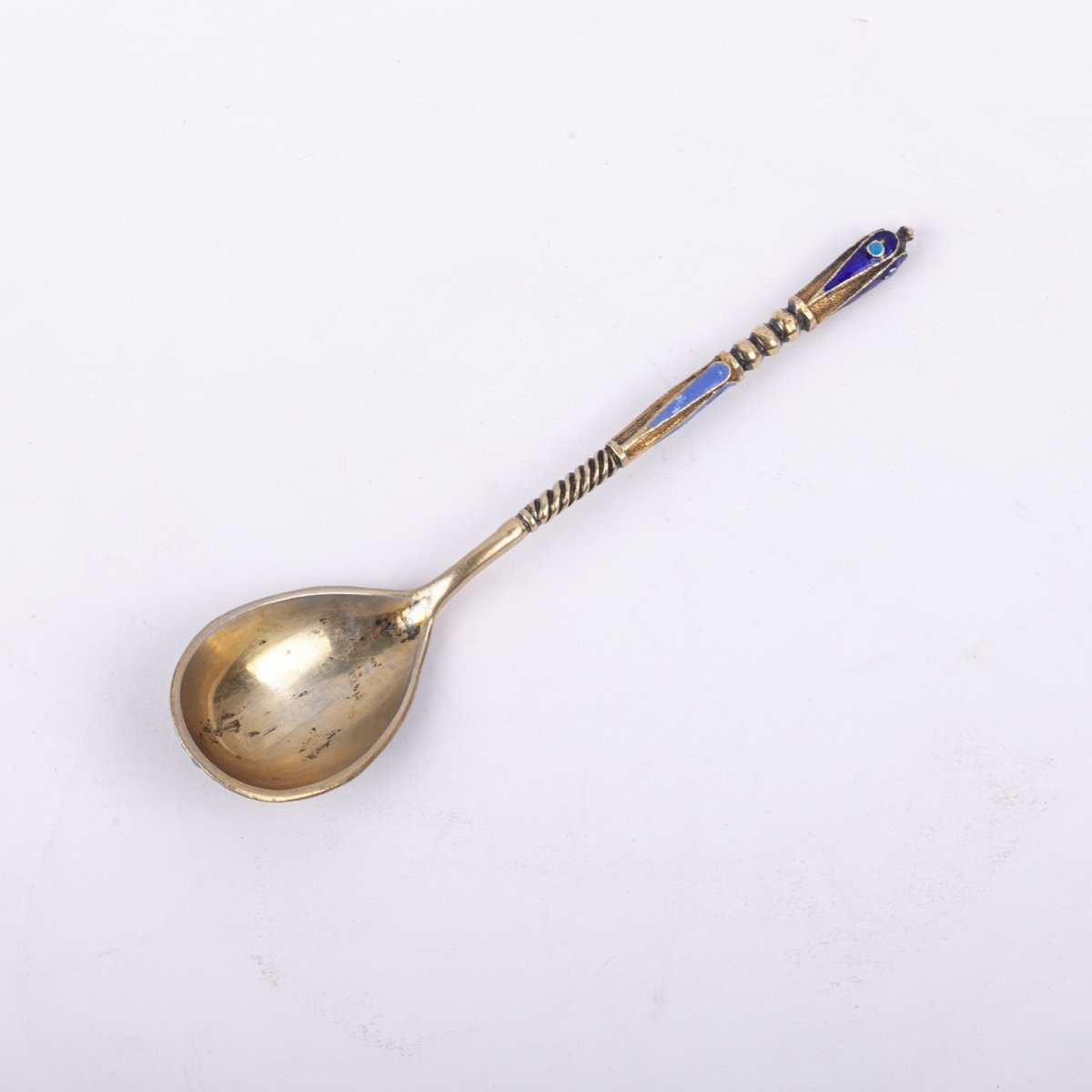 Russian Silver And Enamel Tea Spoon, Gustav Klingert-photo-2