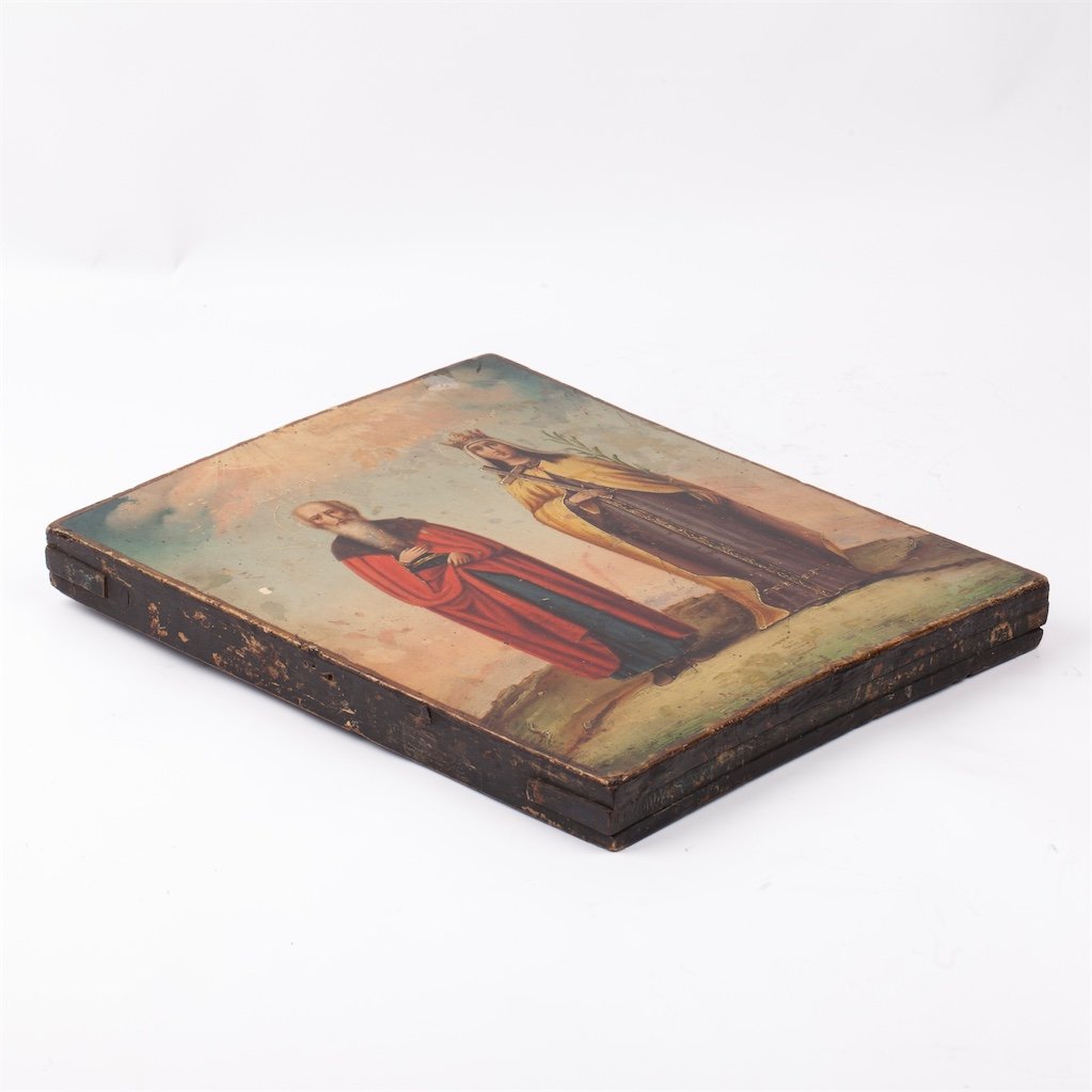 Russian Icon Of Saint Nicholas And Saint Helena-photo-4