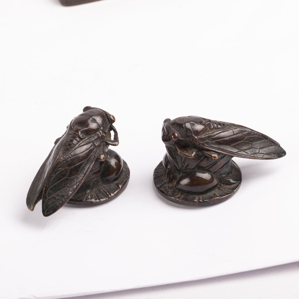 Maurice Daurat Bronze Inkwell Set With Cicadas-photo-4