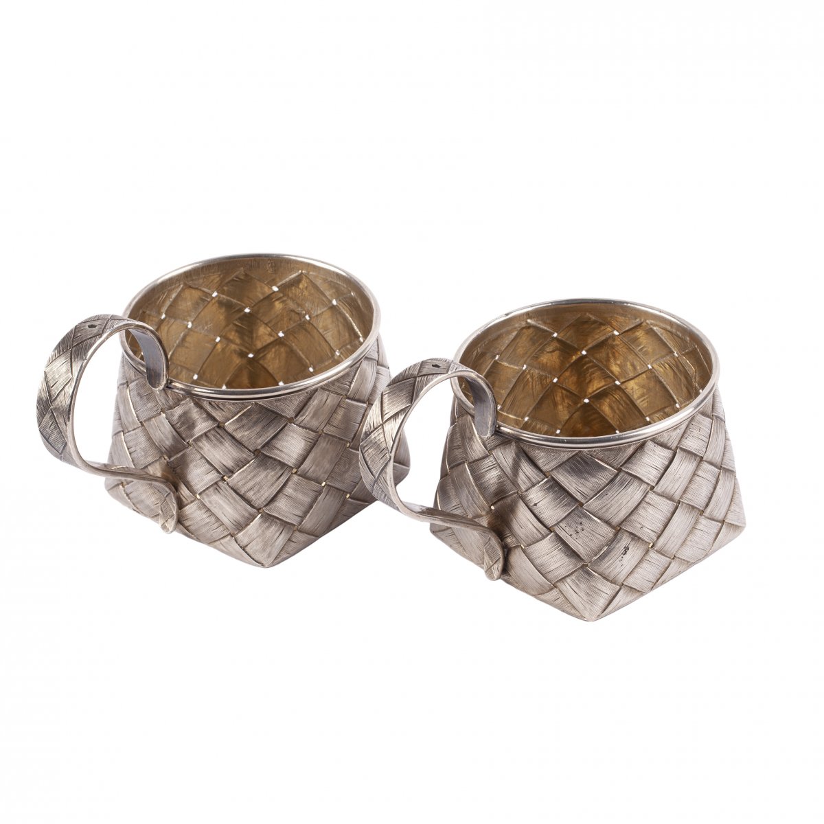 A Pair Of Russian Silver Trompe l'Oeil Tea Glass Holders-photo-2