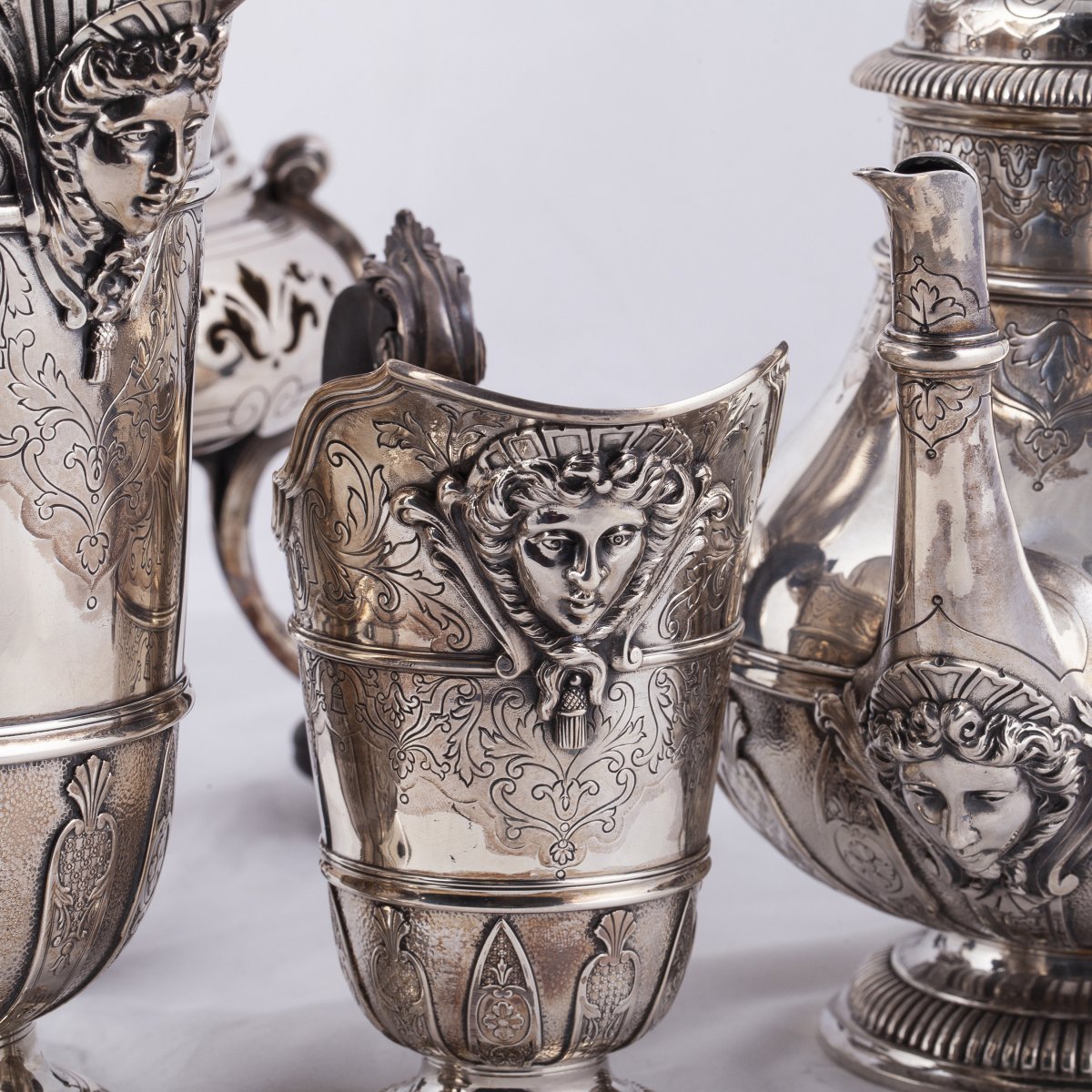 5 Piece Silver Tea / Coffee Service & Silver Plated Samovar - Maison Cardeilhac-photo-2