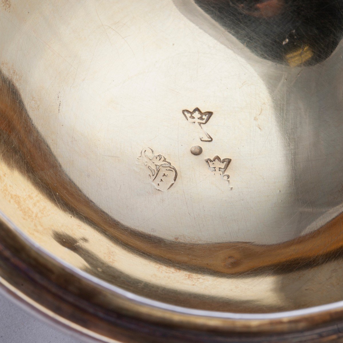 French Silver Cup On A Saucer, 18th Century-photo-3