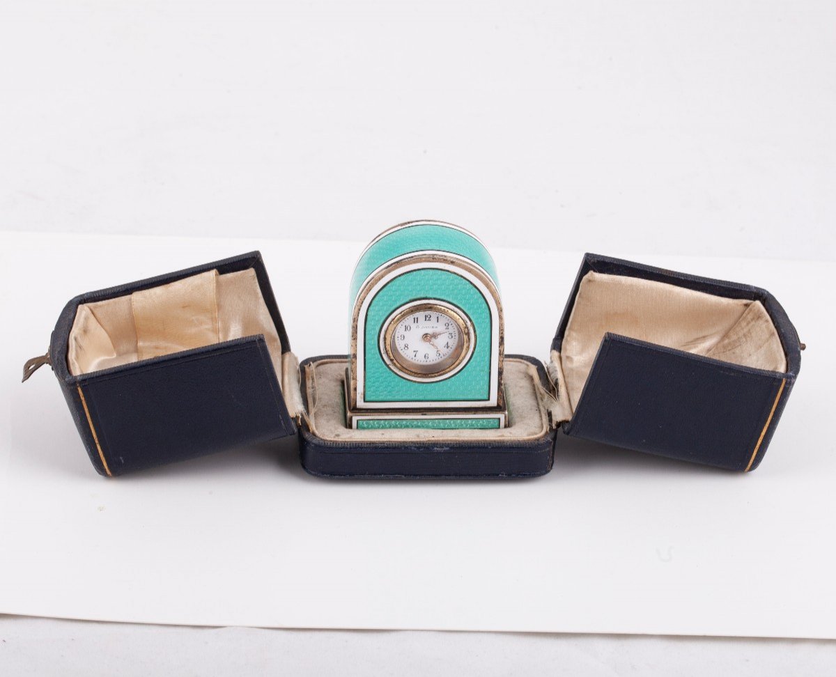 ​​​​​​​Une Pendulette De Voyage En Argent Et émail-photo-2