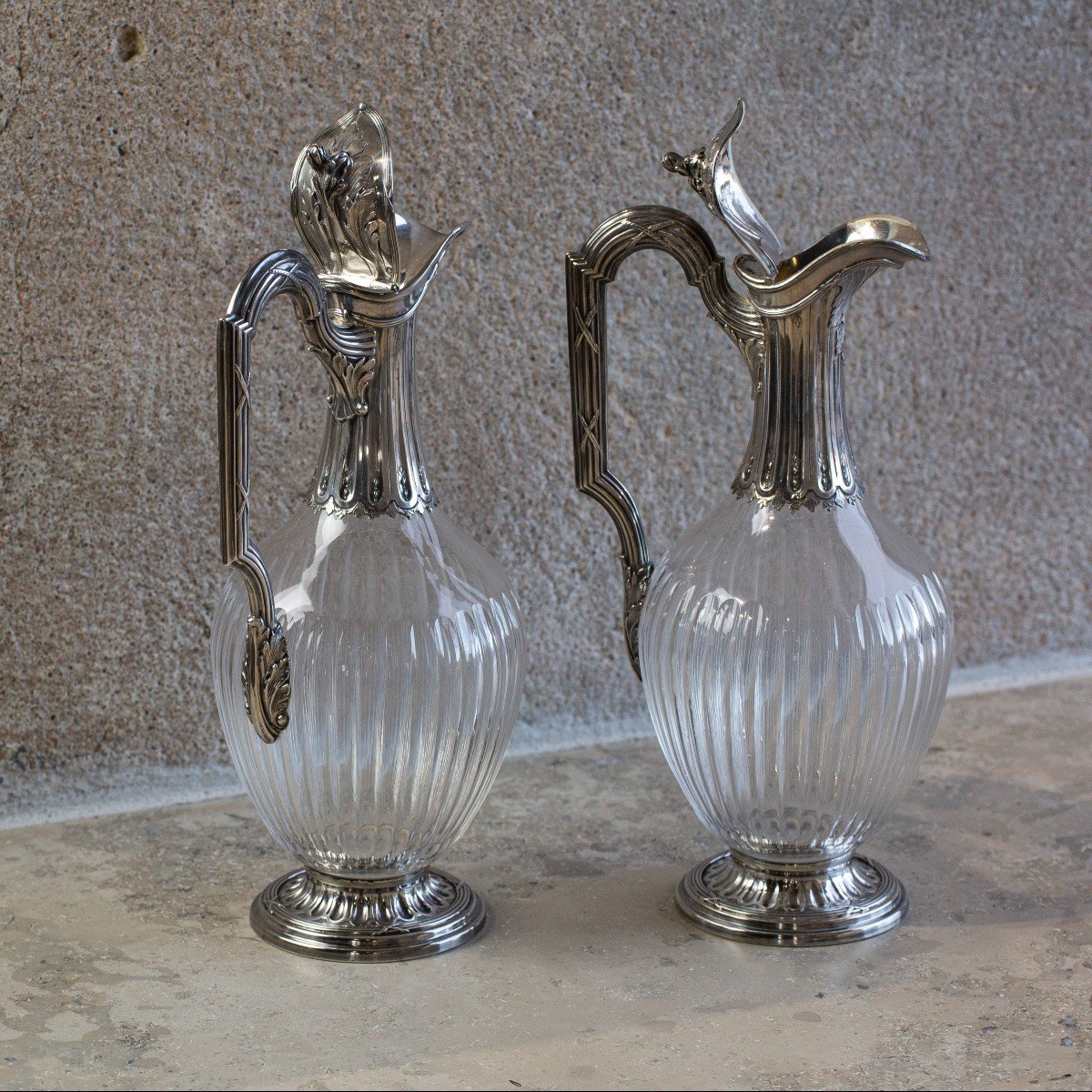 A Pair Of Silver And Cut Glass Claret Jugs-photo-4