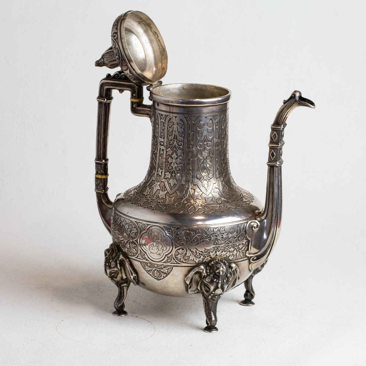 Silver Teapot Decorated In Indian Style-photo-2