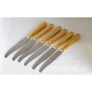 6 Modern Cardeilhac Knives, Solid Silver Handles